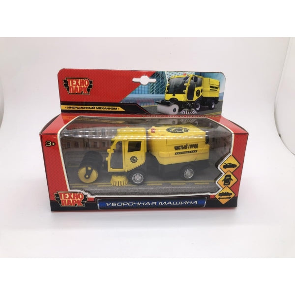 Машина металл УБОРОЧНАЯ МАШИНА 15,5 см, двери, багаж, желтая, кор. Технопарк в кор.2*36шт