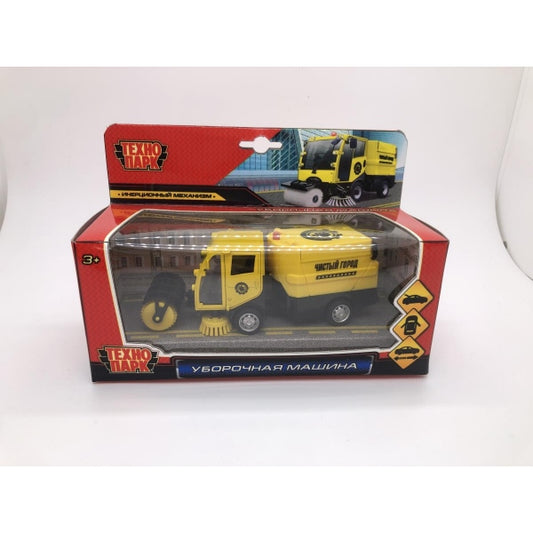 Машина металл УБОРОЧНАЯ МАШИНА 15,5 см, двери, багаж, желтая, кор. Технопарк в кор.2*36шт