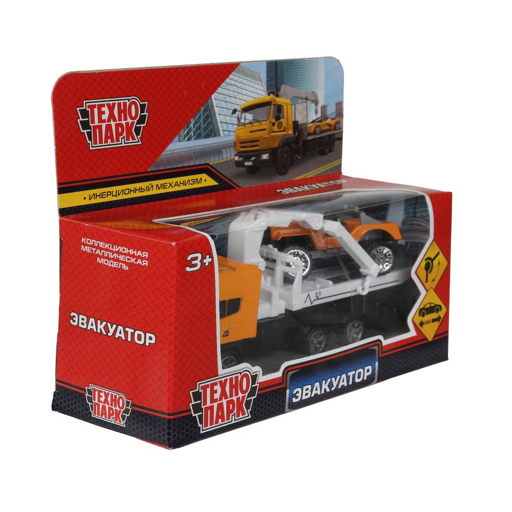 Машина металл ЭВАКУАТОР эвакуатор 12см с машинкой 7см, инерционный подвижный КРАН Технопарк в кор.2*144шт