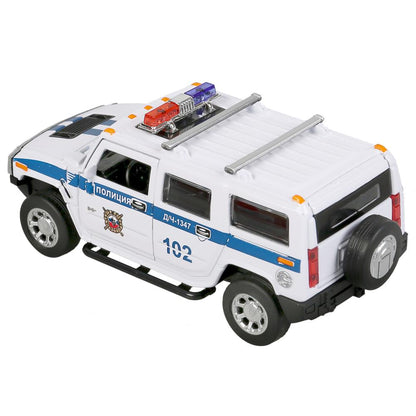 Machine en métal noir HUMMER "hummer h2 policija" 12 cm, inerte., bel dans le cor. Parc technologique dans le cor.2*36шт