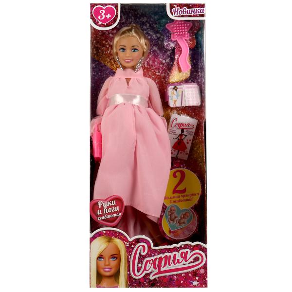 Кукла 29 см София беременная двойней, руки и ноги сгиб, акс, кор КАРАПУЗ в кор.24шт