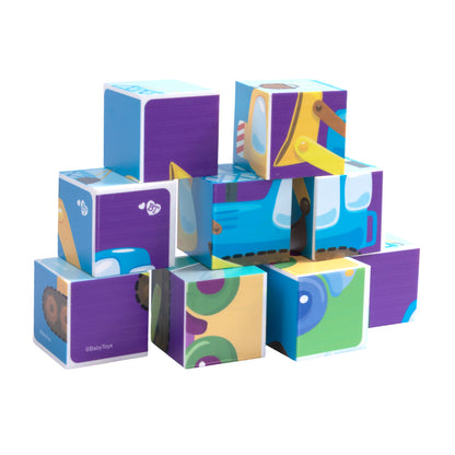 Кубики "На стройке" (без обклейки) 9 шт Детские игрушки