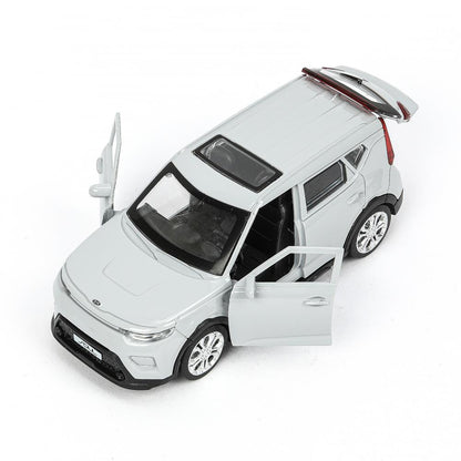 Машина металл KIA soul длина 12 см, двери, багаж., инерц, серебряный, кор. Parc technologique dans le cor.2*36шт