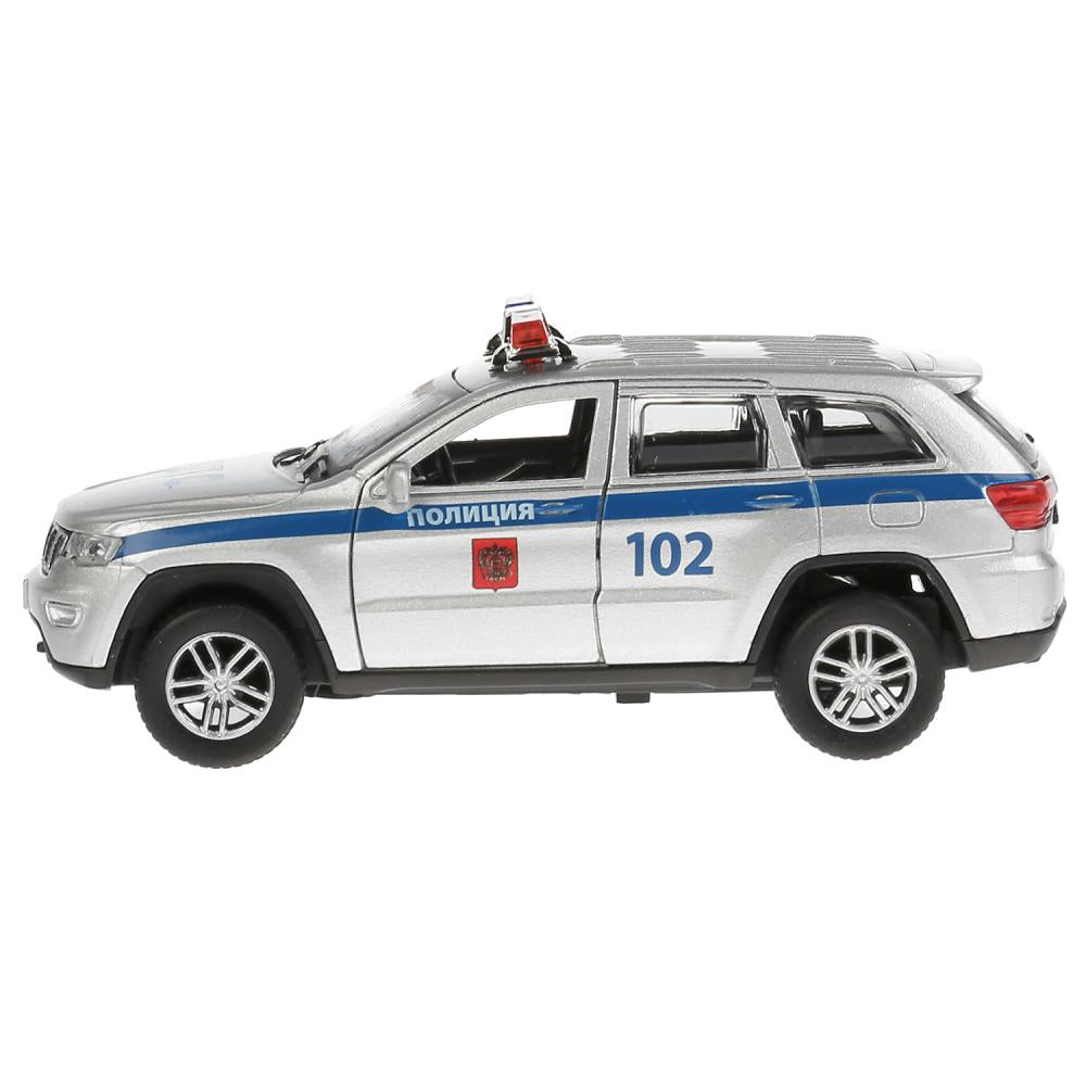 Машина металл свет-звук JEEP GRAND CHEROKEE ПОЛИЦИЯ 12 см, дв, баг, ин, кор. Технопарк в кор.2*36шт