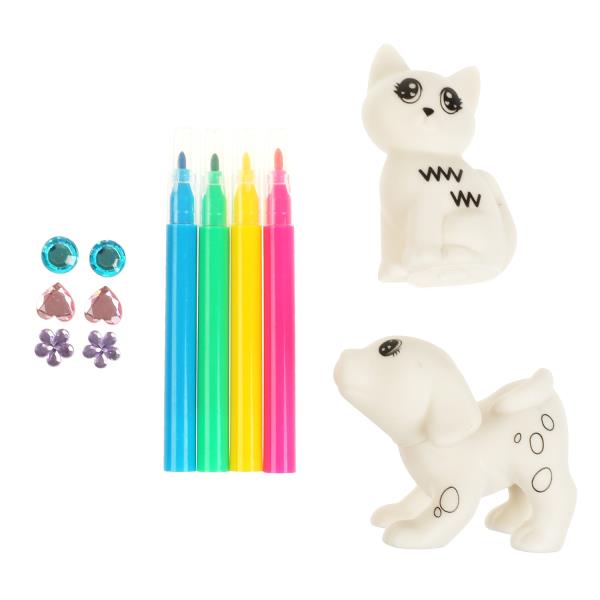 Набор д/детского тв-ва пластиковая фигурка для росписи, собачка и кошечка МУЛЬТИ АРТ в кор.2*96шт