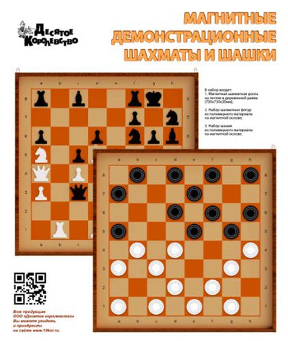 Игра настольная Шахматы и шашки демонстрационные магнитные