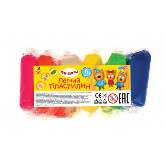 Легкий пластилин Три Кота 6 цв. 10 гр. MultiArt в кор.144наб