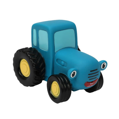 Игрушка пластизоль для ванны СИНИЙ ТРАКТОР с улыбкой 10 см, 1шт, сетка синяя КАПИТОШКА в кор.50шт