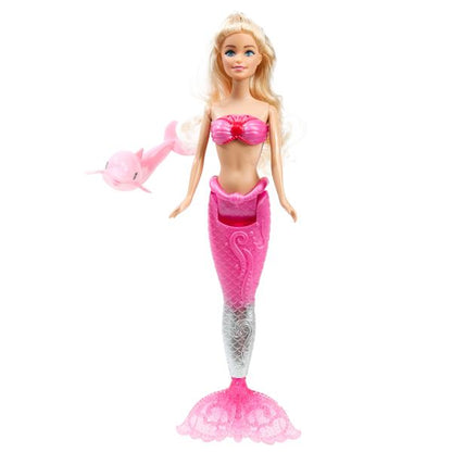 Кукла 29см русалка с пластиковым хвостом, дельфин, блист КАРАПУЗ в кор.24шт