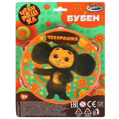 Бубен Чебурашка блист.20,4*28*4см ИГРАЕМ ВМЕСТЕ в кор.96шт