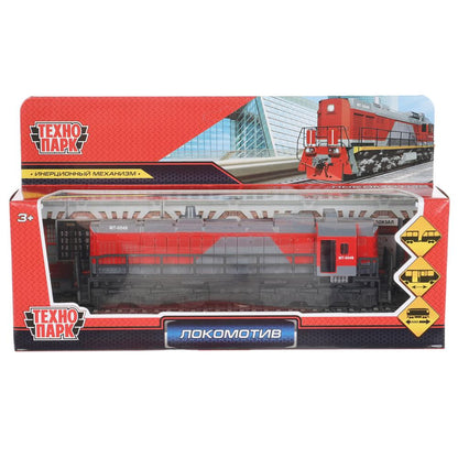 LOCOTEM18B-19-GYRD Модель металл ЛОКОМОТИВ 19 см, двери, инерц, красн, кор. Технопарк в кор.2*24шт