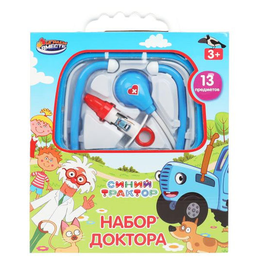 Набор доктора СИНИЙ ТРАКТОР пл.чемодан 28*24,5*11,5см ИГРАЕМ ВМЕСТЕ в кор.24шт
