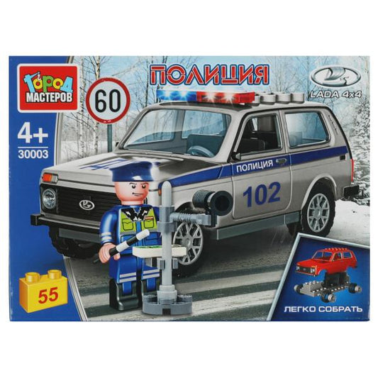 LADA конструктор лада 4х4 ДПС, 55 дет. Город мастеров в кор.2*40шт
