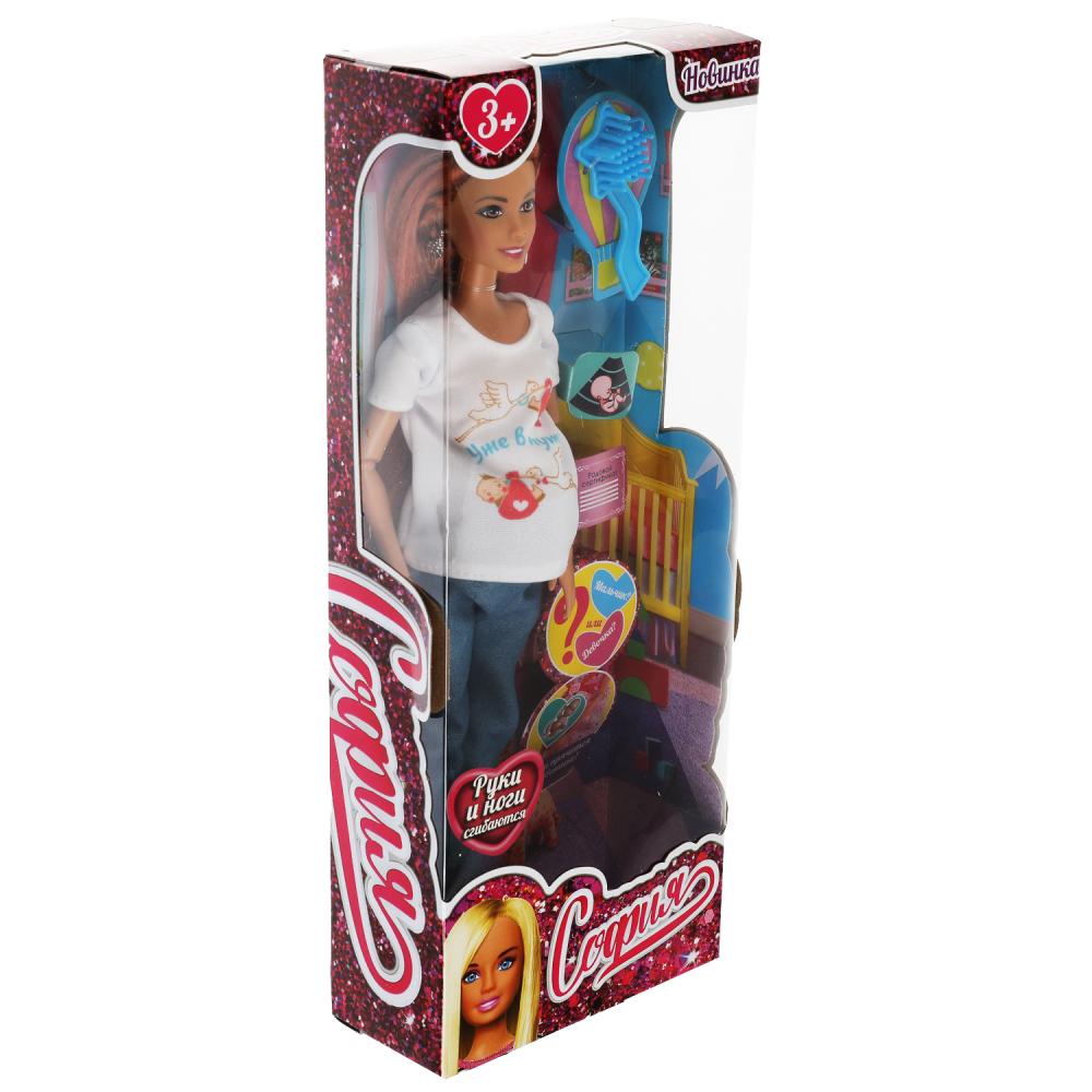 Карапуз. Кукла "София" 29см беременная, 1 младенец, кэжуал, расческа, арт.66001B1-C1-S-BB