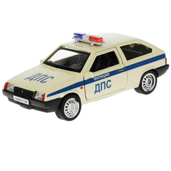 Машина металл LADA-2108/21099 МИЛИЦИЯ 12см, двер,баг,инерц, ассорт, дис. Технопарк уп-12шт в кор.6уп