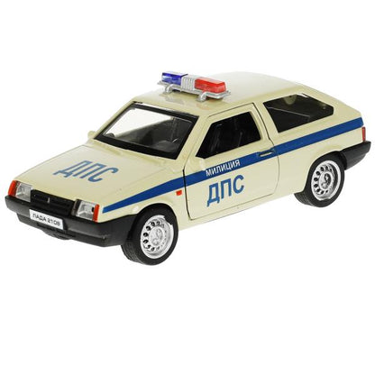 Машина металл LADA-2108/21099 МИЛИЦИЯ 12см, двер,баг,инерц, ассорт, дис. Технопарк уп-12шт в кор.6уп