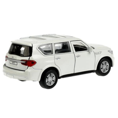 Machine en métal INFINITI QX80, d'une taille de 12,5 cm, double, sac, argent, blanc, couleur. Parc technologique dans le cor.2*36шт