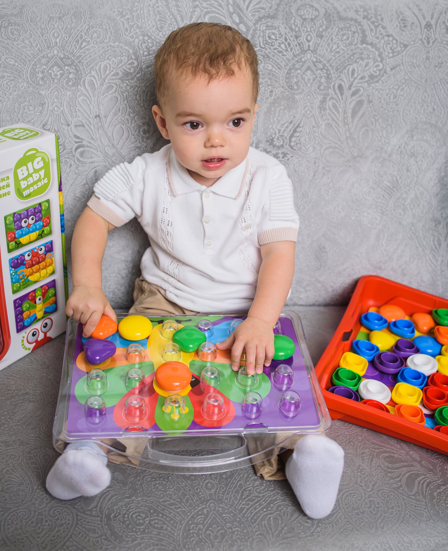 Мозаика для малышей в чемодане "Краб" d4,5/33 эл Baby Toys в кор.8шт