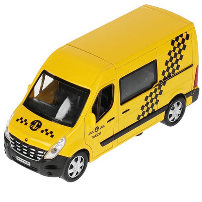 Машина металл RENAULT master ТАКСИ длина 14 см, двери, инерц, желтый, кор. Технопарк в кор.2*32шт