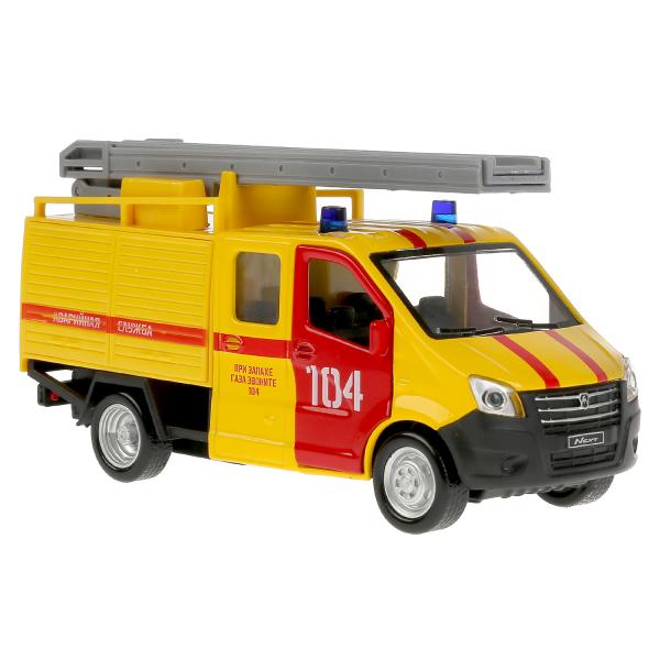 Технопарк. Газель "Next Аварийная" 15 см, металл свет-звук двери, инерц, кор. арт.NEXTFIR-15SLEM-YE