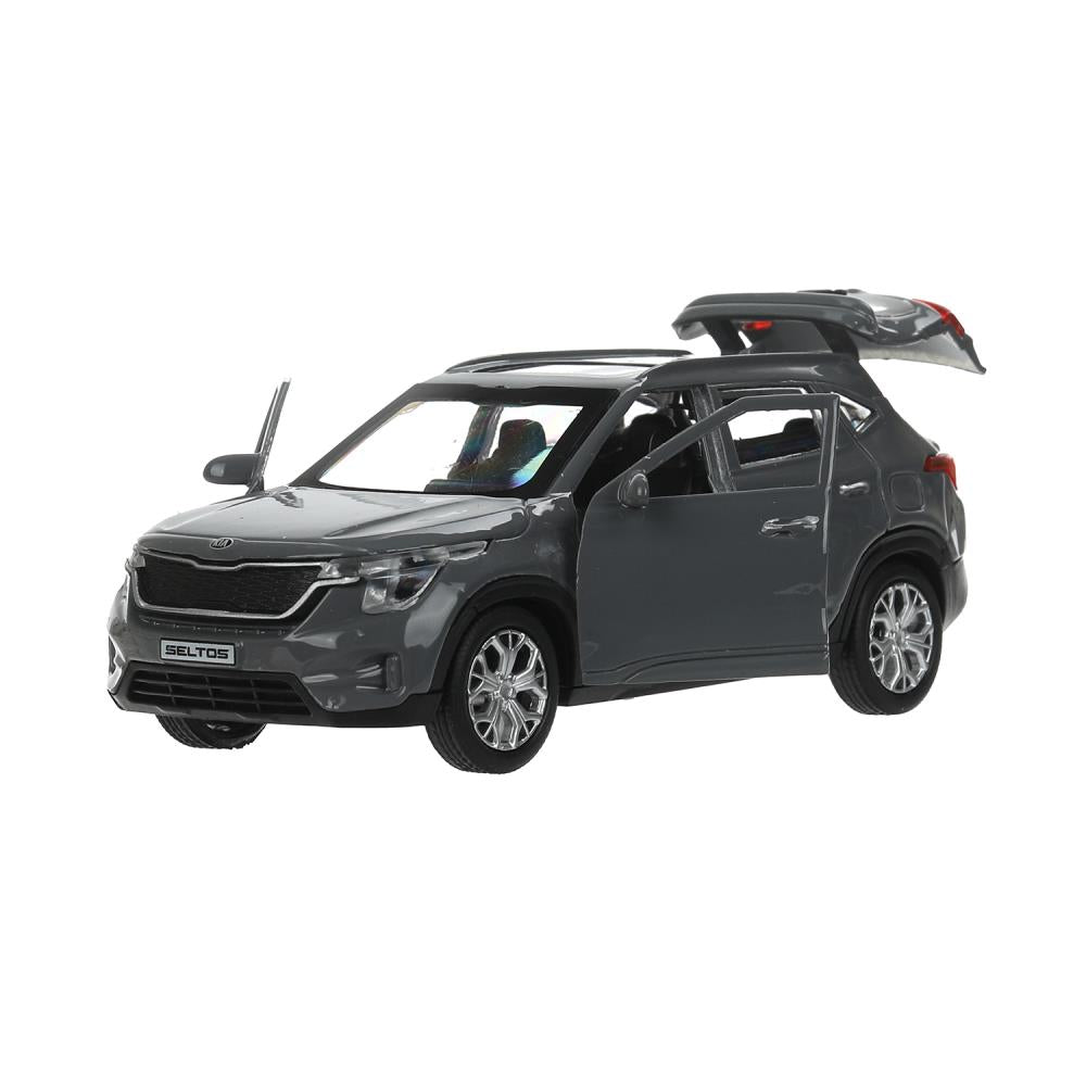 Машина металл KIA seltos длина 12 см, двери, багажник., инерц, серый, кор. Технопарк в кор.2*36шт