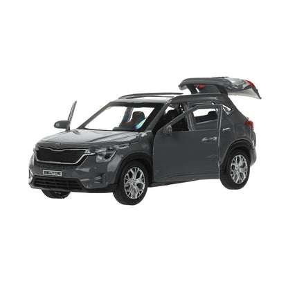 Машина металл KIA seltos длина 12 см, двери, багажник., инерц, серый, кор. Технопарк в кор.2*36шт