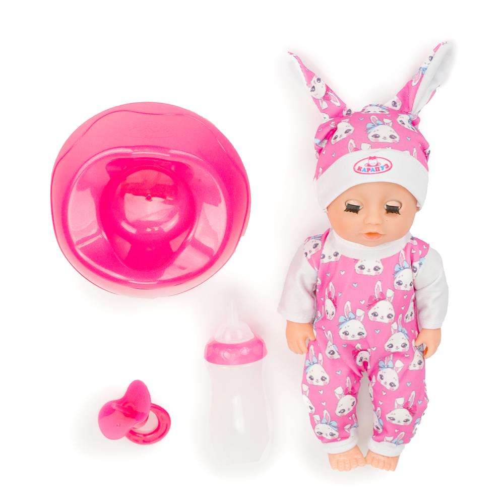 Пупс озвучивает 20см, пьет, пишет, закр. глазки, 3акс КАРАПУЗ в кор.24шт