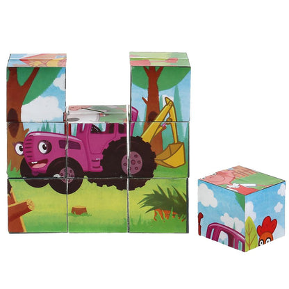 Набор из 9-и кубиков в пленке СИНИЙ ТРАКТОР настольные игры ИГРАЕМ ВМЕСТЕ в кор.30наб