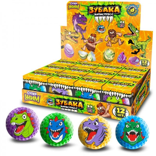 Игрушка - антистресс жмяка, супер зубы, ДИНОЗАВРЫ, дисплей Супер Жим уп-12шт в кор.6уп
