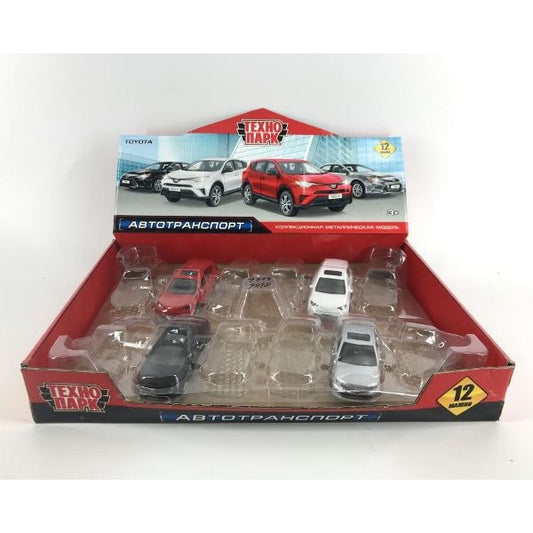 Machine en métal TOYOTA CAMRY/RAV4 pour 12 cm, double, bagage, acier, assortiment. Technopark уп-12шт в кор6уп