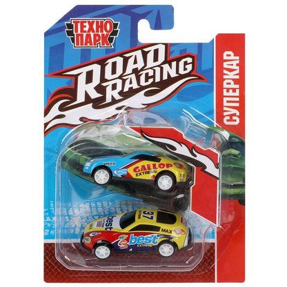 Машина металл ROAD RACING набор 7,5см, 2 шт,металл,в ассорт блистер Технопарк в кор.2*240наб