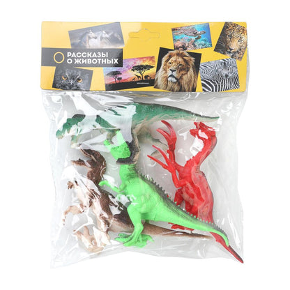 Игрушка пластизоль ДИНОЗАВРЫ 4 шт./упаковка, хеддер Рассказы о животных в кор.2*96наб