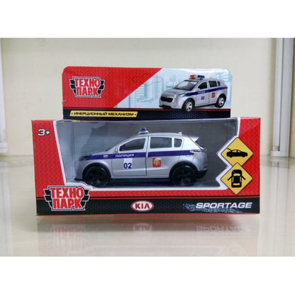 SPORTAGE-POLICE 239544 МАШИНА "ТЕХНОПАРК" МЕТАЛЛ. ИНЕРЦ. KIA SPORTAGE ПОЛИЦИЯ 12СМ, ОТКРЫВ. ДВЕРИ