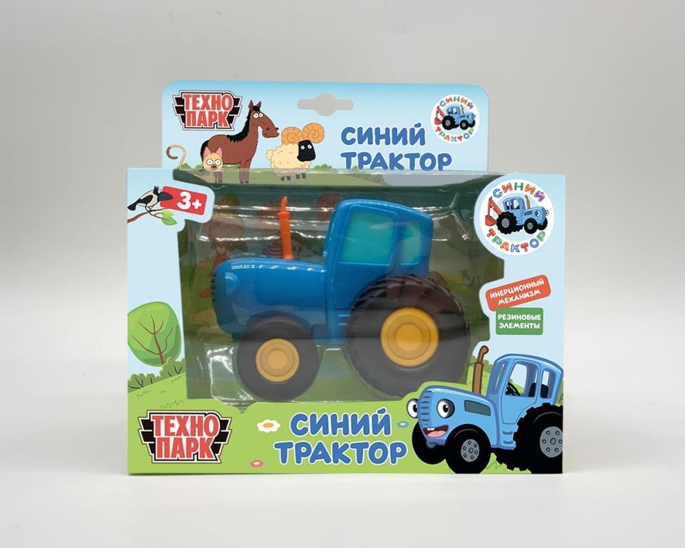 Модель металл СИНИЙ ТРАКТОР длина 11 см, инерц, синий, кор. Технопарк в кор.48шт