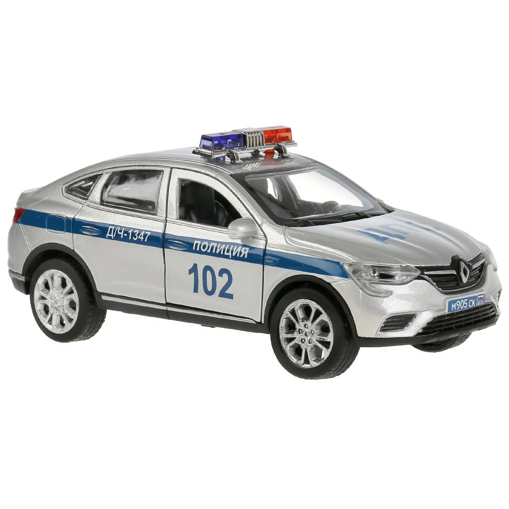 Машина металл светзвук RENAULT ARKANA ПОЛИЦИЯ 12 см, двери, багажник, кор. Технопарк в кор.2*36шт
