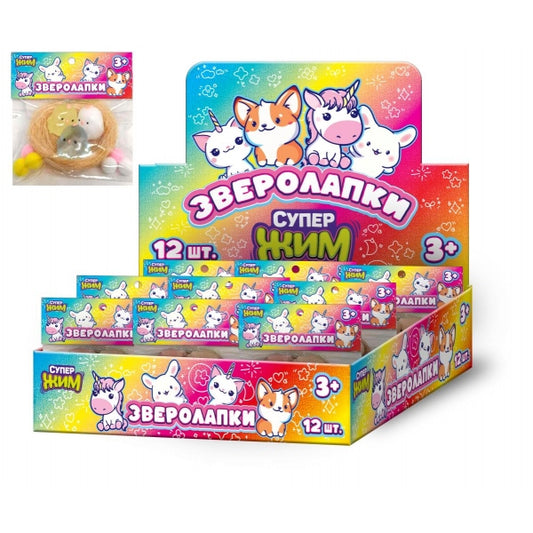 Игрушка-антистресс зверолапки птички, дисплей Супер Жим уп-12шт в кор.16уп