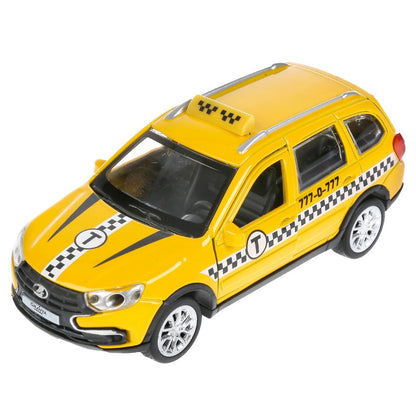 Машина металл свет-звук "lada granta cross 2019 такси"12см,инерц,.желтый,в кор Технопарк в кор2*36шт