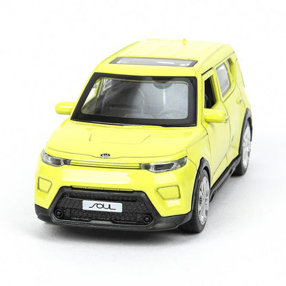 Машина металл KIA soul длина 12 см, двери, багаж., инерц, салатовый, кор. Технопарк в кор.2*36шт