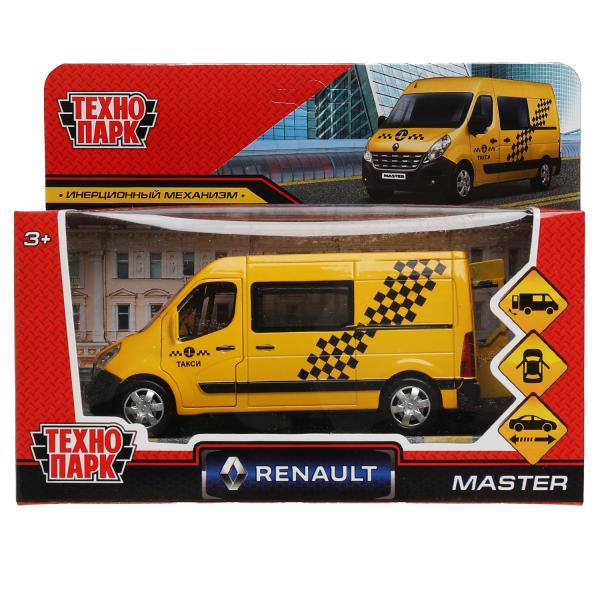 Машина металл RENAULT master ТАКСИ длина 14 см, двери, инерц, желтый, кор. Технопарк в кор.2*32шт