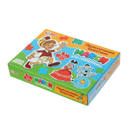 Приключения Буратино. СОЮЗМУЛЬТФИЛЬМ. Des maxi-pazles. 5 paquets. 170х130х40 mm. Умные игры в кор.50шт