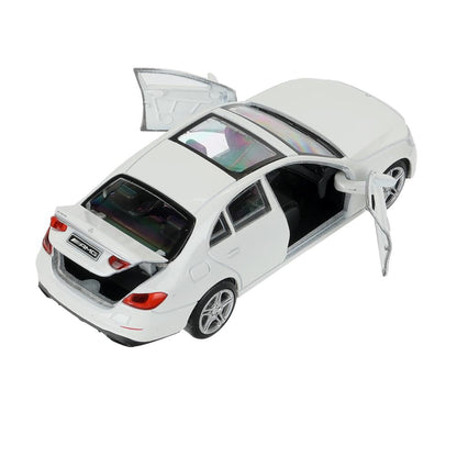 Машина металл MERCEDES-BENZ e-class amg 12см, дв,баг,ин,белый, кор. Технопарк в кор.2*36шт