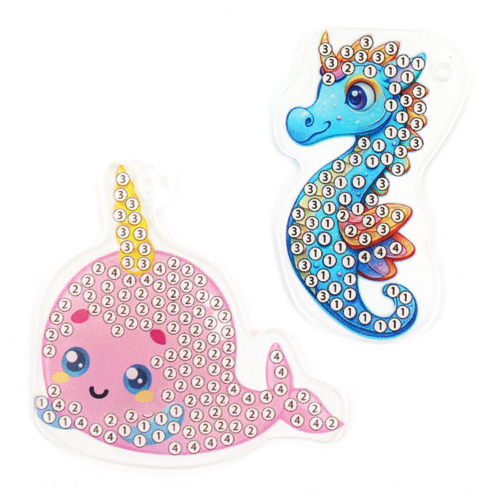 Брелоки алмазной мозаикой морские обитатели MultiArt в кор.50шт