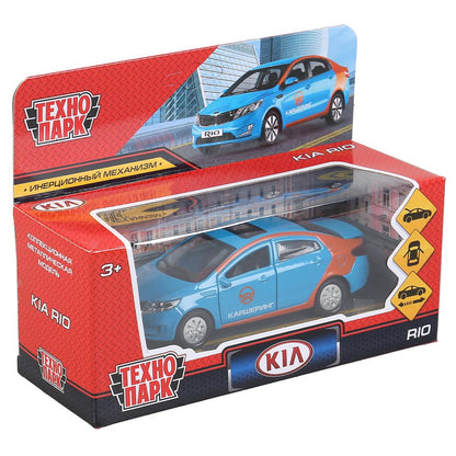 RIO-12DEL-BU 304186 Машина металл KIA RIO КАРШЕРИНГ 12 см, двери, багаж, инерц, в кор. Технопарк в к