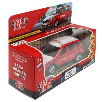 GRANTACRS-12TAX-VEZ Машина металл LADA GRANTA CROSS ТАКСИ 12 см, двер, баг, инерц, красный, кор. Тех