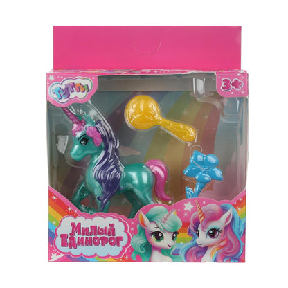 Единорог 10см, пластиковый, аксессуары 2шт Тутти в кор.2*180шт