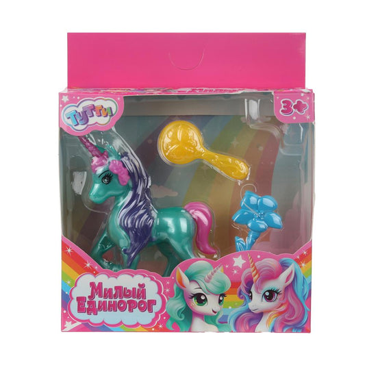 Единорог 10см, пластиковый, аксессуары 2шт Тутти в кор.2*180шт