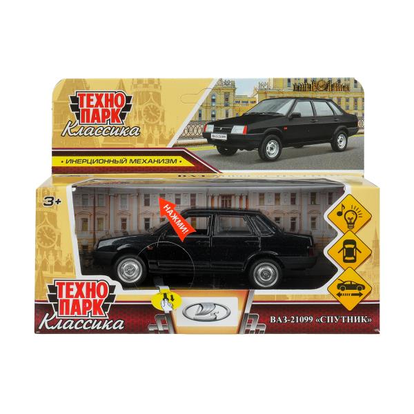 Машина металл свет-звук LADA 21099"спутник",12см,откр дв,баг,инер,черный,кор Технопарк в кор.2*36шт