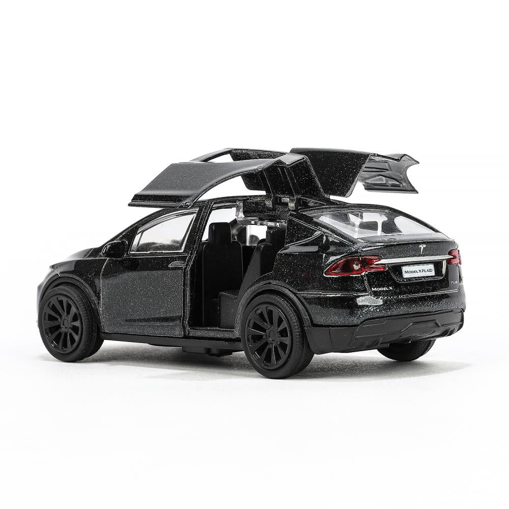 MODELX-12-BK Машина металл tesla model x plaid 12 см, двери, черн, кор. Технопарк в кор.2*36шт