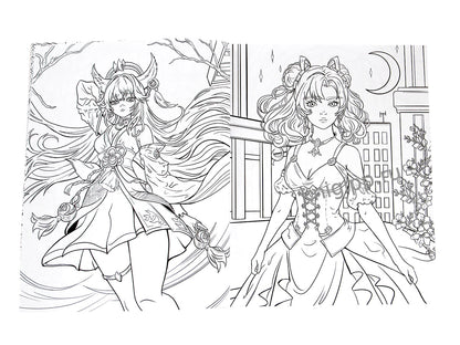 РАСКРАСКА АНИМЕ 16+ В стиле Genshin Impact