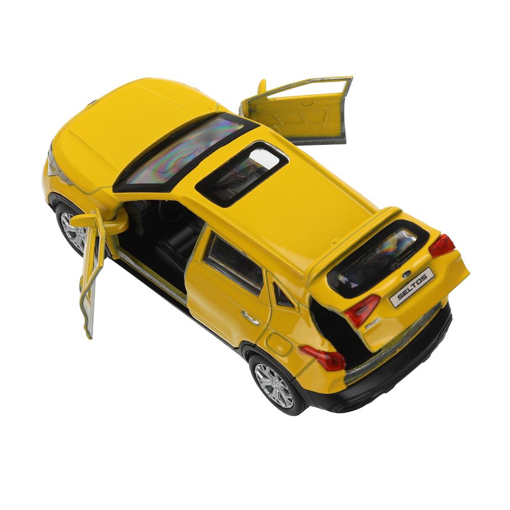 Машина металл KIA seltos длина 12 см, двери, багажник., инерц, желтый, кор. Технопарк в кор.2*36шт